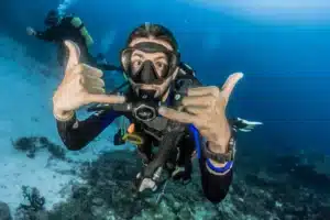 man scuba diving